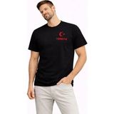 Uslucan Alışveriş Erkek Türkiye Ay Yıldız Baskılı Taraftar Forma T-Shirt - Siyah
