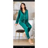 Uslucan Alışveriş Freshness 2045 Saten Gömlek Yaka Patlı Pijama Takımı - Zümrüt