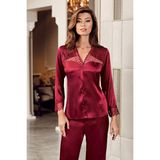 Uslucan Alışveriş Freshness 9600-PT Saten Dantel Detay Pijama Takım - Bordo