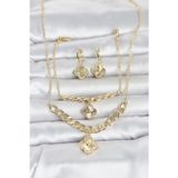 Uslucan Alışveriş Gold Renk Pirinç Kolye Bileklik ve Küpe Seti