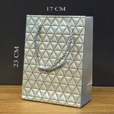 Uslucan Alışveriş Gümüş Geometrik Desenli Orta Boy Karton Hediye Çantası - Seçenek