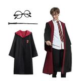 Uslucan Alışveriş Harry Potter Gryffindor Kapişonlu Çocuk Kostüm + Asa + Gözlük Seti 11-12 Yaş