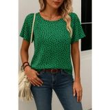 Uslucan Alışveriş Kadın Kısa Kollu Kolları Volanlı Baskılı Süprem Bluz