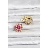 Uslucan Alışveriş Pembe Zirkon Taşlı Düğme veya Manşet Broşu TJ-BR485