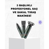 Uslucan Alışveriş Şarjlı Ve Kablosuz 3 Başlıklı Profesyonel Bakım Seti – Saç, Sakal, Burun Ve Kulak Düzeltici