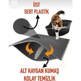 Üst Sert Plastiktir Elekli Kedi Paspası Kedi Tuvalet Önü Paspas Elekli Kedi Kumu Paspası (Siyah)