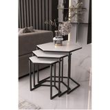 Usta Altıgen Siyah Metal Beyaz Mdf Tablalı 3lü Zigon Sehpa 6gen-beyaz 45 x 45