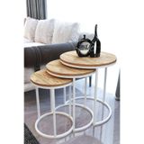 Usta Beyaz Metal C Zigon Antik Çam Ahşap Zigon Sehpa beyaz - açık ahşap 50 x 50