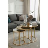 Usta Gold Metal Gümüş (DÜZ) Aynalı 3lü Zigon Sehpa goldgmş