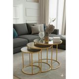 Usta Gold Metal Gümüş (Düz) Aynalı 3Lü Zigon Sehpa