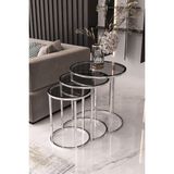 Usta Gümüş Metal Füme Cam 3 Lü Zigon Sehpa Gümüş-Füme - Standart