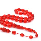 USTA İŞİ ARPA KESİM KIRMIZI TOZ PRES KEHRİBAR TESBİH İRİ BOY 002