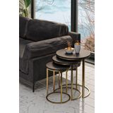 usta mekan 3'lü Parlak Gold Ayak Siyah Tabla Zigon Servis Salon Sehpa