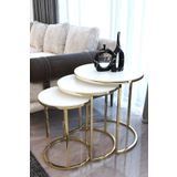 usta mekan Gold Metal Parlak Beyaz Mdf Tabla Zigon Sehpa