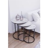 usta mekan Siyah Metal Beyaz Mermer Desenli Mdf Tabla Zigon Sehpa
