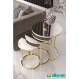 usta mekan Usta Gold Metal Gümüş (DÜZ) Aynalı 3lü Zigon Sehpa