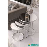 usta mekan Usta Gümüş Metal Gümüş (DÜZ) Aynalı 3lü Zigon Sehpa