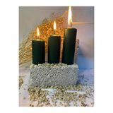 Usta Mum 3 Adet Silindir Mum 11-9-7 Cm Çap 4 Cm - Koyu Yeşil