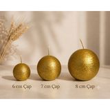 Usta Mum 3'lü Tırtıklı Altın Dokulu Küre Mum Seti 6CMX7CMX8CM Yuvarlak Mum Top Mum Altın Mum - 3 Adet