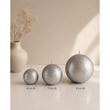 Usta Mum 3'lü Tırtıklı Gümüş Dokulu Küre Mum Seti 6CMX7CMX8CM Yuvarlak Mum Top Mum Gümüş Mum - 3 Adet