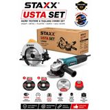 Usta Set 185Mm Daire Testere + 115Mm Avuç Spiral Taşlama Combo Set Ahşap Metal Plastik Sunta Kesim