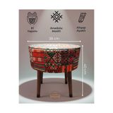 ustaagac El Yapımı Anadolu Kilim Motifli Puf & Bench – Ahşap Ayaklı – 38x42 cm – Salon / Yatak Odası