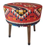 Ustaagac Puf Koltuk Bench Tabure – Anadolu Kilim Al- Ahşap Ayaklı Anadolu Kilim Kırmızı