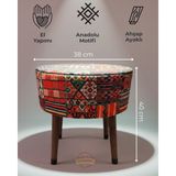 Ustaagac Puf Koltuk Bench Tabure – Anadolu Kilim Motif - Ahşap Ayaklı