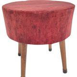 Ustaagac Puf Koltuk Bench Tabure – Bordo Agac Kabugu desen - Ahşap Ayaklı - Doğal Modern Stil