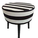 Ustaagac Puf Koltuk Bench Tabure – Zebra Siyah Beyaz Desen - Ahşap Ayaklı - Doğal Modern Stil Siyah Beyaz Zebra Desen