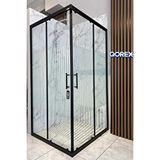 Ustaduş - Qorex Marka - Siyah - 6 Mm Temperli Kum Cam Duşakabin H:190 Özel Seri Krom Aksesuar ( 2 ) Siyah