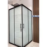 Ustaduş - Qorex Marka - Siyah - 6 mm Temperli Kum Cam Duşakabin H:190 Özel Seri Krom Aksesuar ( 9 ) - 100 x 100