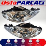 Ustaparçacı Peugeot 206 Sağ Sol Ön Far Takımı 2 Adet Manuel Ayarlı 2003-2008