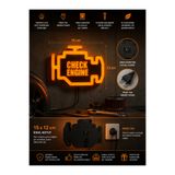UstaPrint3D Check Engine LED Lightbox Dekoratif Motor Arıza Lambası Duvar Dekoru 15x12 cm