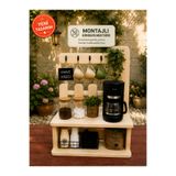 ustawood Doğal Ahşap Baharatlık Kahve Köşesi Organizeri Askılıklı Mutfak Rafı Kupa Bardak Standı 40x48 cm