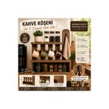ustawood Doğal Ahşap Kahve Köşesi Rafı Kupa Askılığı Baharatlık Rafı Tezgah Üstü Düzenleyici 45x40x12 cm