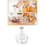 Üstten Basmalı El Rondosu 1500 Ml, Paslanmaz 3 Bıçaklı Sebze Doğrayıcı Manuel Mutfak Blender