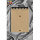 Üstten Spiralli 100 Yaprak Çizgili Orta Boy Sert Kapak Bloknot Defter Kraft Kağıt 16X23 Cm