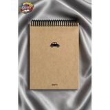 Üstten Spiralli 100 Yaprak Kareli Orta Boy Sert Kapak Bloknot Defter Kraft Kağıt 16X23 Cm