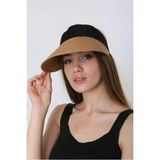 Üstü Açık Fiyonklu Katlanabilir Hasır Vizör Şapka Camel - Standart