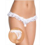 Üstü Fırfırlı Ağı Açık Beyaz Dantel Tanga - String CK270021