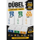 Üstün Hırdavat 250Pcs Dubel Seti (100Adet 6Mm 75Adet 7Mm 75Adet 8Mm)