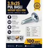 Üstün Hırdavat 3.9X25 Rysb Pul Başlı Matkap Uçlu Akıllı Vida - 100 Adet - Krom
