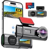 Üstüner 4K Wifi Ön Araç Içi Kamera, Uygulama Kontrolü, 64 G Sd Kart ve Çıkarılabilir Tutuculu, 1,47 Inç IPS Ekran, 170° Süper Geniş Açı, Gece Görüşü, Wdr, G Sensörü, Döngü Kayıt, 24 Saat Park Izleme - Belirtilmemiş