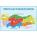 Üstüner Türkiye Iller ve Bölgeler Haritası, Vinil Branda, 70X100 cm - Belirtilmemiş