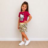 Utaher Miniwear Kız Çocuk Helo Kity Desenli Şortlu Yazlık Takım - 9 - 10 Yaş - Gül Kurusu - Sarı