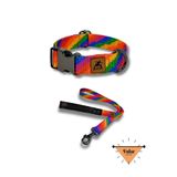 Utdpet Rainbow Köpek Boyun Tasması Ve Gezdirme Sevk Kayış Seti (Fular Hediyeli)