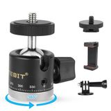 UTEBIT Mini Top Kafası, 360° Panoramik Tripod Kafası, 1/4 "Vida 3/8" Dişli Montajlı, Metal Hızlı Çıkarma Plakası, Video Kameralar için Arca Swiss ile Uyumlu DSLR Kameralar Yükleme 12 lb