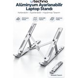 utechno Alüminyum Ayarlanabilir Laptop Standı – Katlanabilir Kaydırmaz Notebook MacBook Yükseltici Tutucu