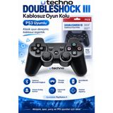 utechno Playstation 3 Ps3 Uyumlu Kablosuz Bluetooth Oyun Kolu – Doubleshock Iıı Titreşimli Şarj Edilebilir Analog Gamepad